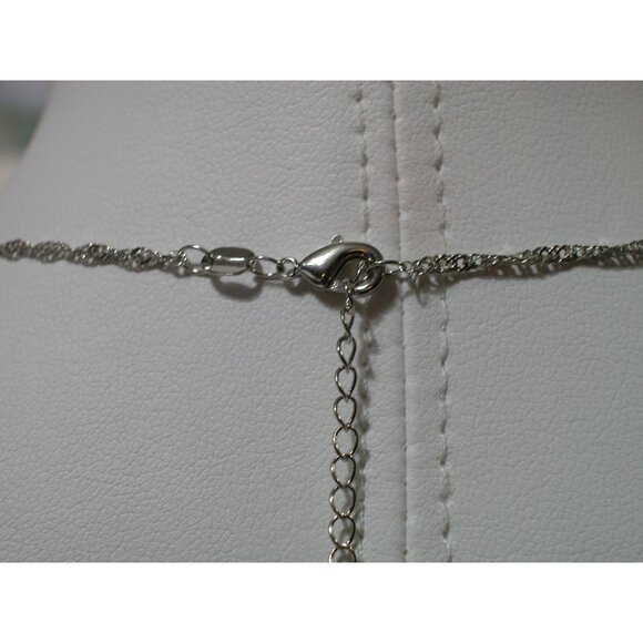 Silver Rhinestone Ball Tassel Necklace & Hoop Earrings Set - Picture 6 of 6